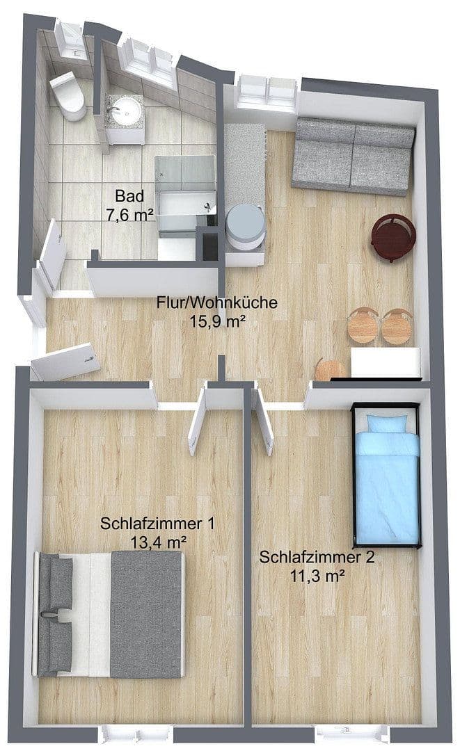 Predaj bytu 3-izbový 47 m², Wilhelmstr. 16, Nürnberg, Bavorsko Predaj bytu 3-izbový 47 m², Wilhelmstr. 16, Nürnberg, Bavorsko