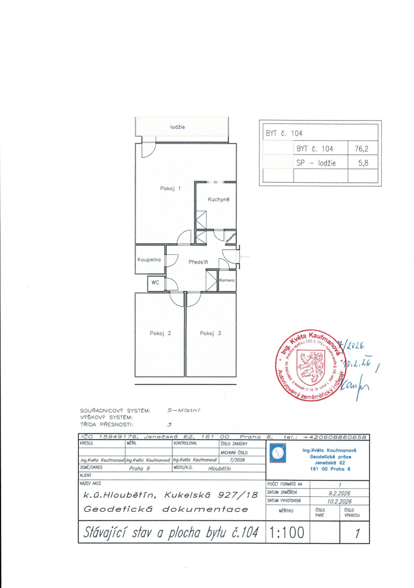 Predaj bytu 3-izbový 76 m², Kukelská, Praha, Praha Predaj bytu 3-izbový 76 m², Kukelská, Praha, Praha