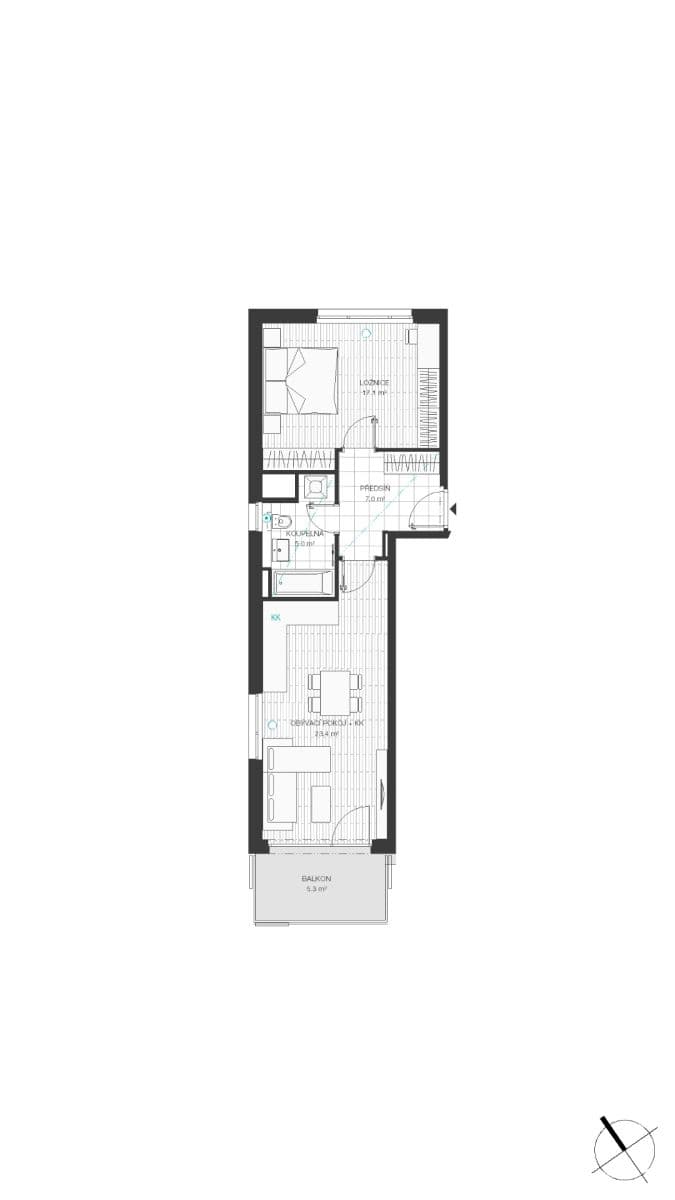 Prenájom bytu 2-izbový 56 m², Veselovského, Praha, Praha Prenájom bytu 2-izbový 56 m², Veselovského, Praha, Praha