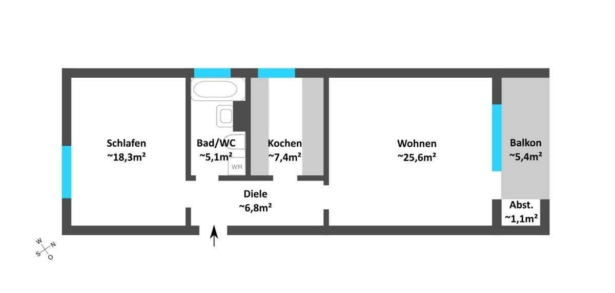 Prenájom bytu 2-izbový 67 m², Bergstraße 59, Würzburg, Bavorsko Prenájom bytu 2-izbový 67 m², Bergstraße 59, Würzburg, Bavorsko