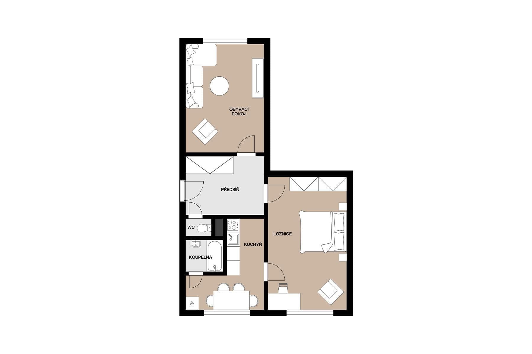 Predaj bytu 2-izbový 59 m², Olbramovická, Praha, Praha Predaj bytu 2-izbový 59 m², Olbramovická, Praha, Praha
