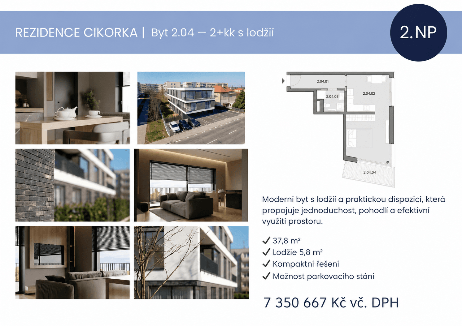 Predaj bytu 2-izbový 38 m², Na Cikorce, Praha, Praha Predaj bytu 2-izbový 38 m², Na Cikorce, Praha, Praha