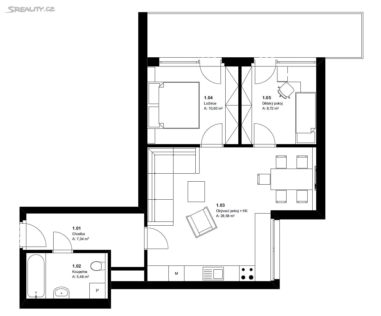 Prenájom bytu 3-izbový 60 m², Pavla Beneše, Praha, Praha Prenájom bytu 3-izbový 60 m², Pavla Beneše, Praha, Praha