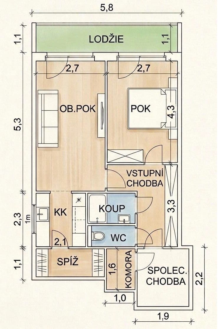 Predaj bytu 2-izbový 47 m², Kozmíkova, Praha, Praha Predaj bytu 2-izbový 47 m², Kozmíkova, Praha, Praha