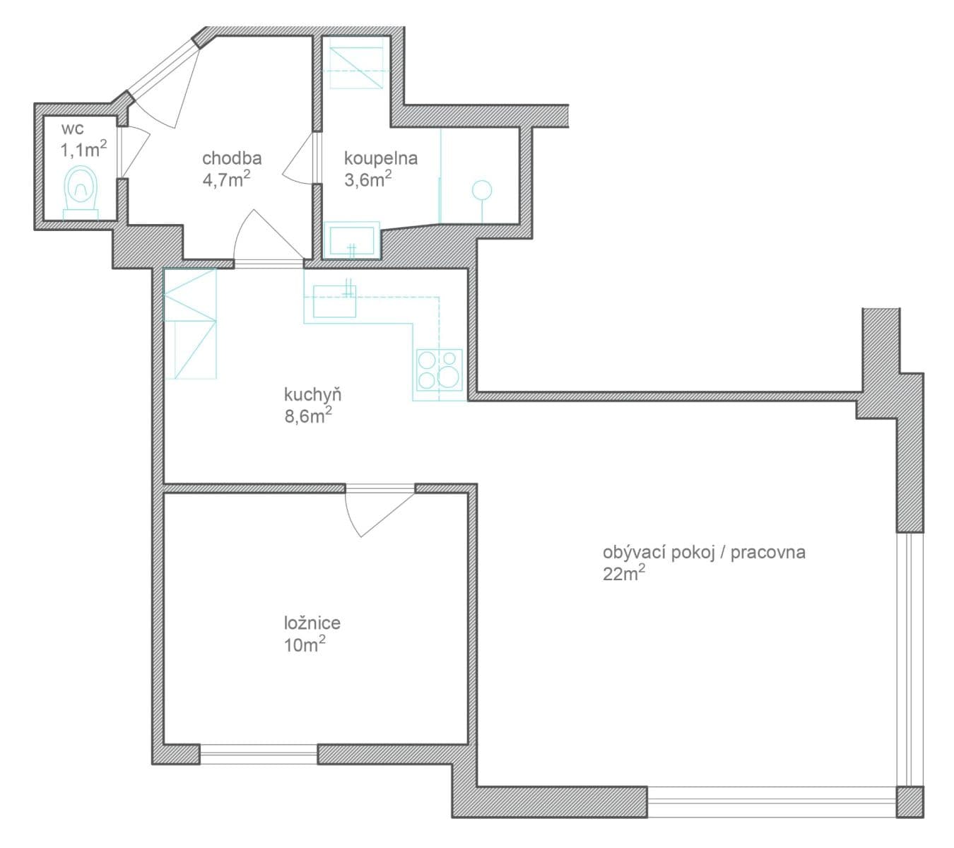 Prenájom bytu 2-izbový 50 m², Thámova, Praha, Praha Prenájom bytu 2-izbový 50 m², Thámova, Praha, Praha