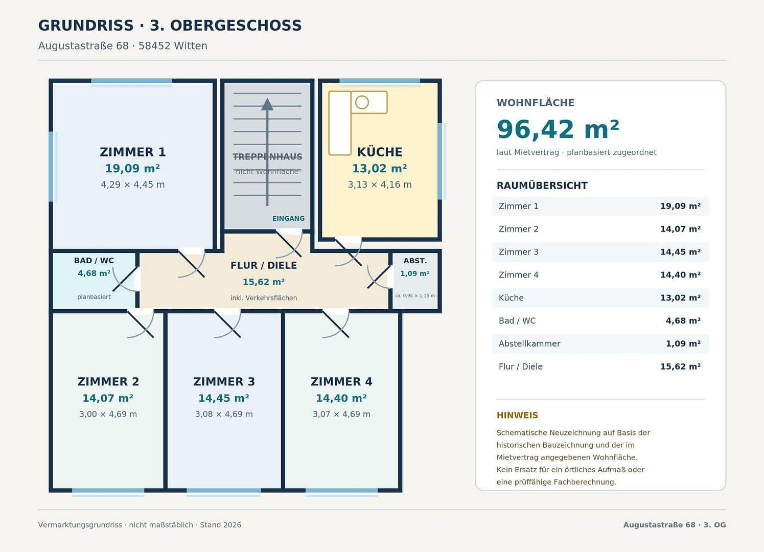 Prenájom bytu 4-izbový 96 m², Augustastrasse 68, Witten, Severné Porýnie - Westfálsko Prenájom bytu 4-izbový 96 m², Augustastrasse 68, Witten, Severné Porýnie - Westfálsko