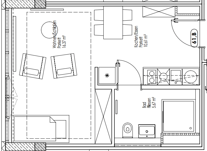 Prenájom bytu 1-izbový 34 m², Fürstenrieder Str. 285, München, Bavorsko Prenájom bytu 1-izbový 34 m², Fürstenrieder Str. 285, München, Bavorsko
