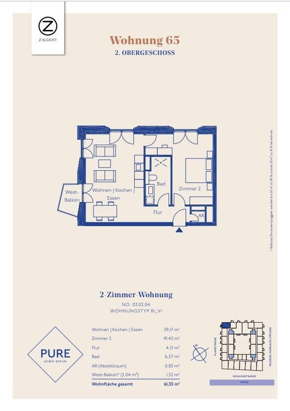 Prenájom bytu 2-izbový 62 m², Mühlenstraße 20, Berlin, Berlín Prenájom bytu 2-izbový 62 m², Mühlenstraße 20, Berlin, Berlín