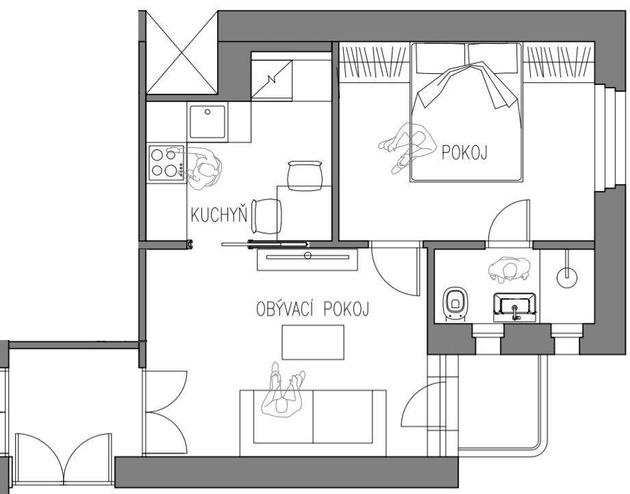 Prenájom bytu 2-izbový 38 m², Jilemnického, Praha, Praha Prenájom bytu 2-izbový 38 m², Jilemnického, Praha, Praha