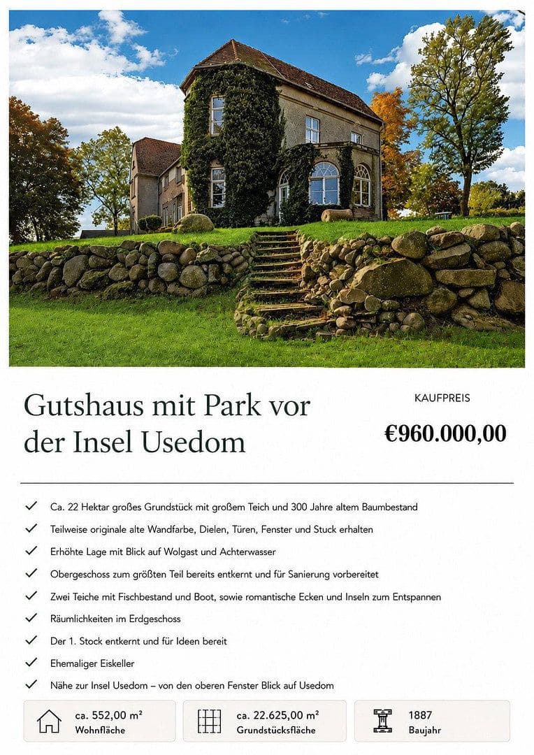 Predaj domu 552 m², pozemok 22.625 m², Wolgast, Meklenbursko-Predpomoransko Predaj domu 552 m², pozemok 22.625 m², Wolgast, Meklenbursko-Predpomoransko