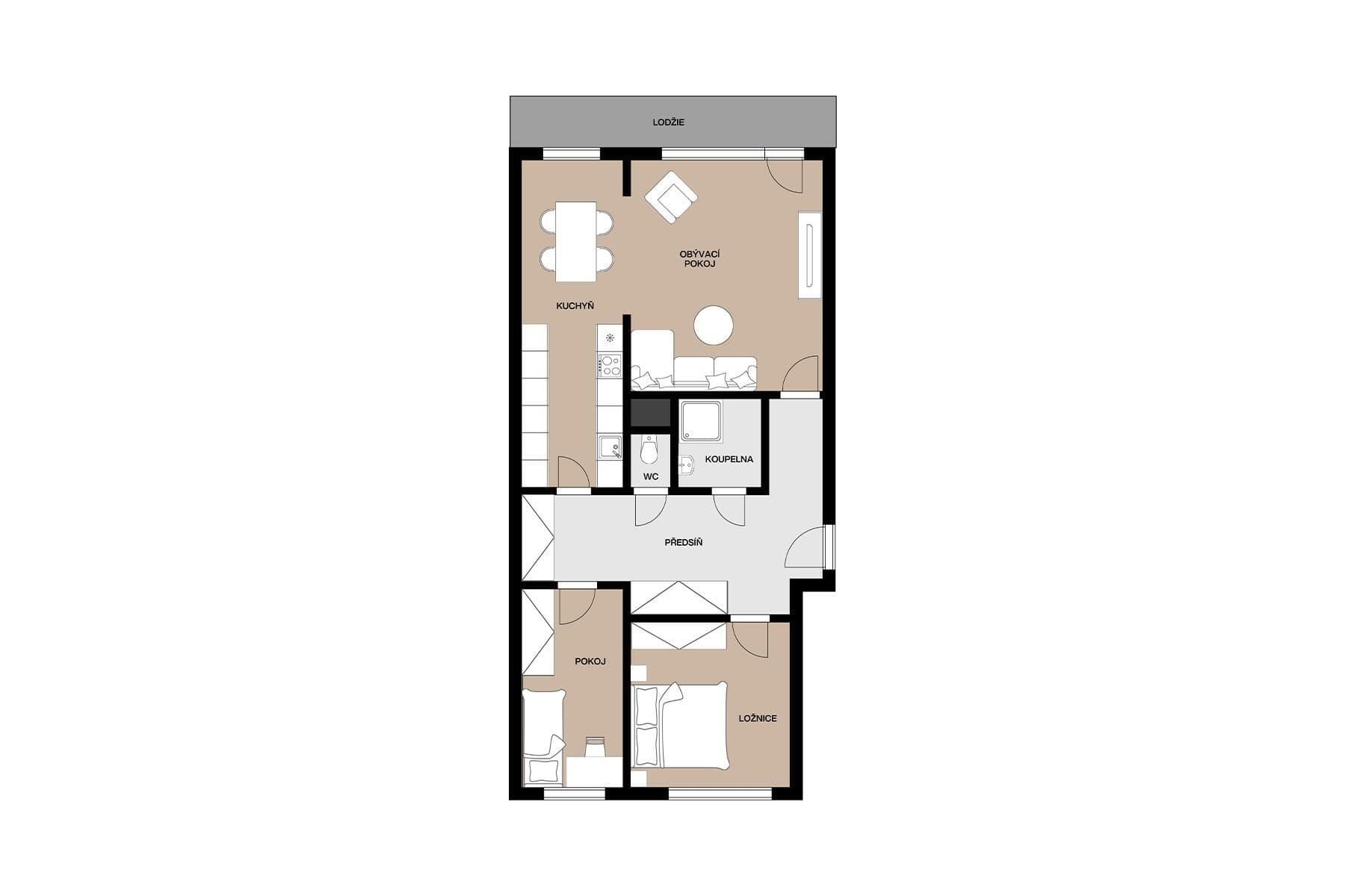 Predaj bytu 3-izbový 71 m², Kytlická, Praha, Praha Predaj bytu 3-izbový 71 m², Kytlická, Praha, Praha