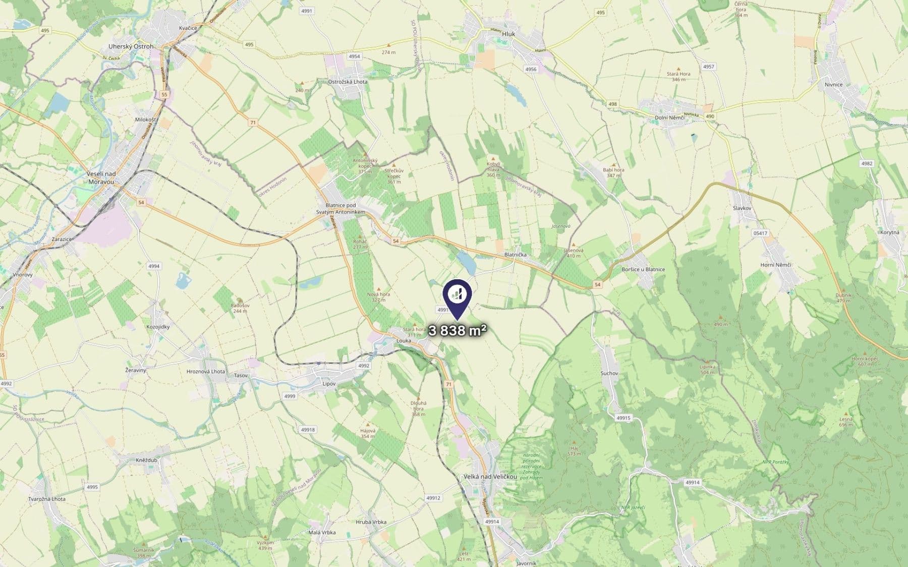 Predaj pozemku 3.838 m², Velká nad Veličkou, Jihomoravský kraj Predaj pozemku 3.838 m², Velká nad Veličkou, Jihomoravský kraj