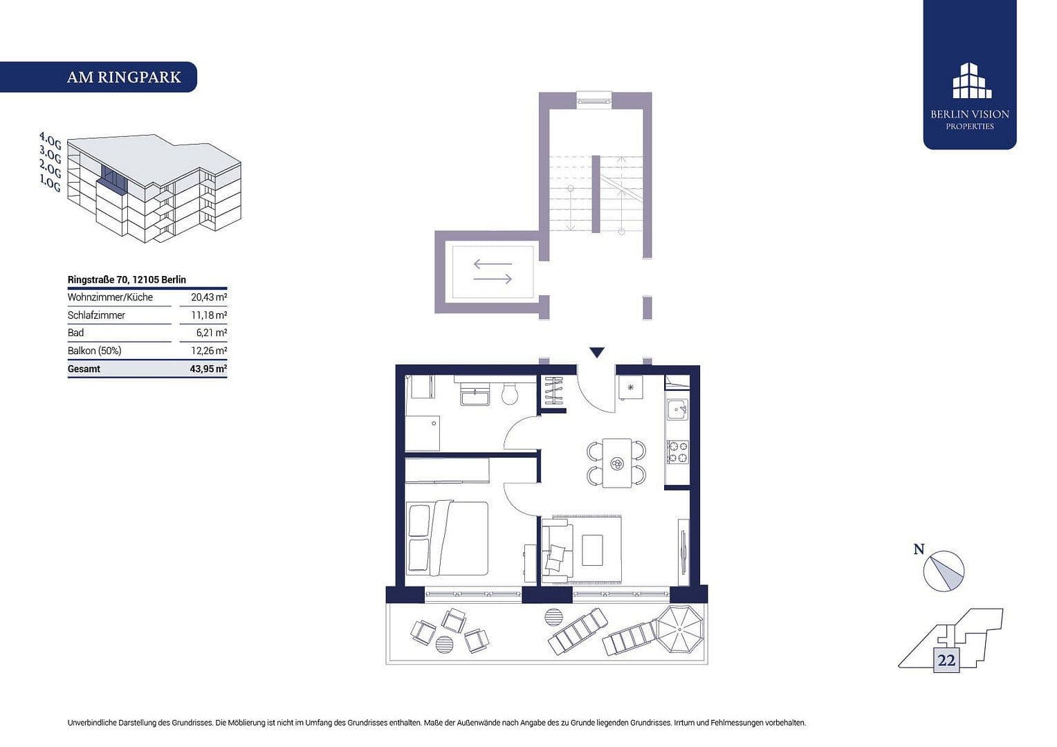 Prenájom bytu 2-izbový 44 m², Ringstraße 70b, Berlin, Berlín Prenájom bytu 2-izbový 44 m², Ringstraße 70b, Berlin, Berlín