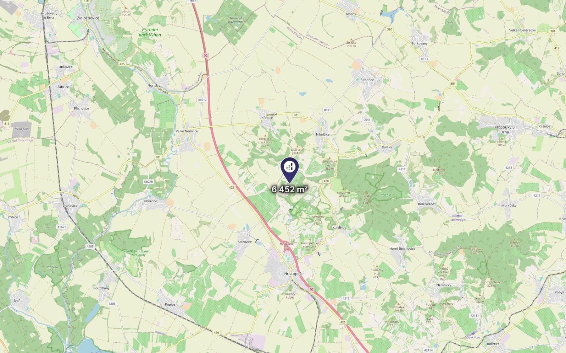 Predaj pozemku 6.452 m², Hustopeče, Jihomoravský kraj Predaj pozemku 6.452 m², Hustopeče, Jihomoravský kraj