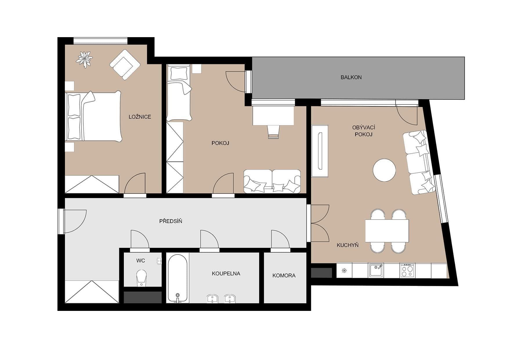 Predaj bytu 3-izbový 103 m², Chmelařská, Praha, Praha Predaj bytu 3-izbový 103 m², Chmelařská, Praha, Praha