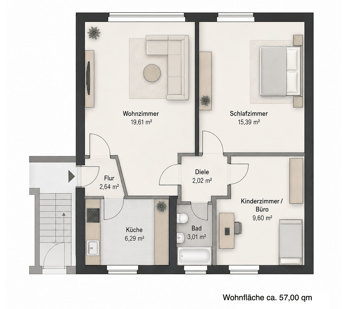 Predaj bytu 3-izbový 57 m², Jahnstr., Hof, Bavorsko Predaj bytu 3-izbový 57 m², Jahnstr., Hof, Bavorsko