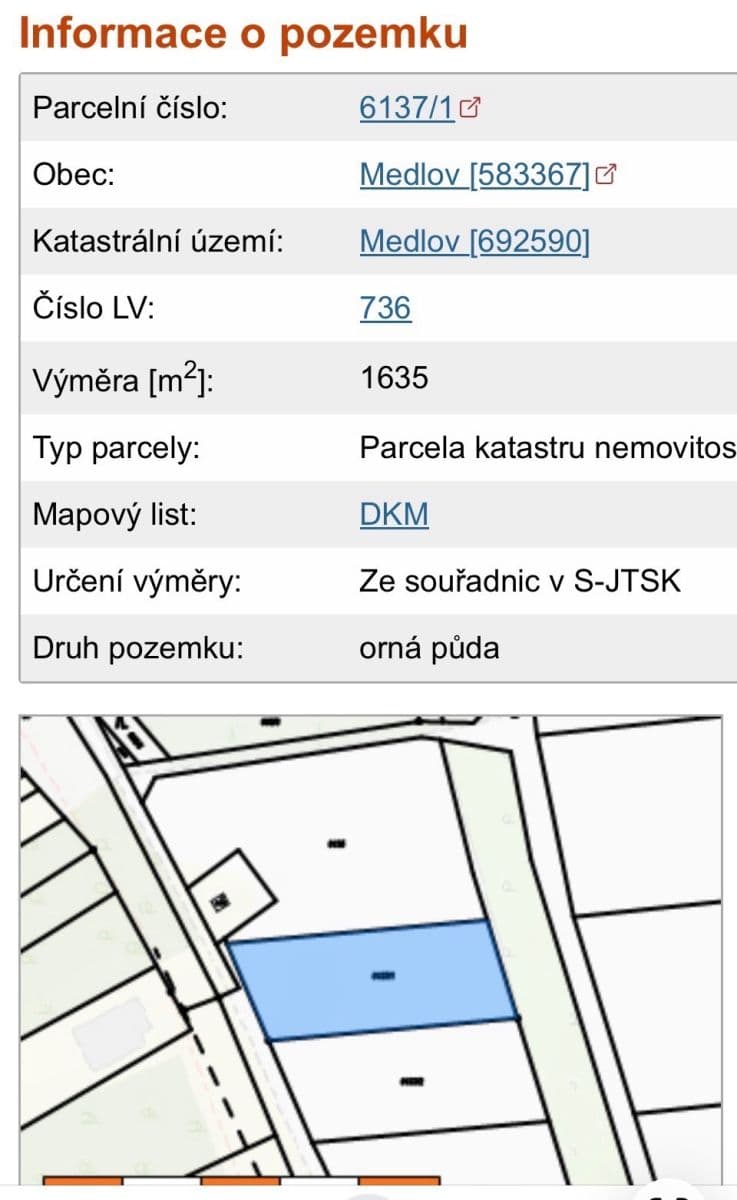 Predaj pozemku 1.635 m², Medlov, Jihomoravský kraj Predaj pozemku 1.635 m², Medlov, Jihomoravský kraj