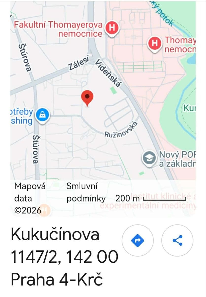 Predaj bytu 3-izbový 61 m², Kukučínova, Praha, Praha Predaj bytu 3-izbový 61 m², Kukučínova, Praha, Praha