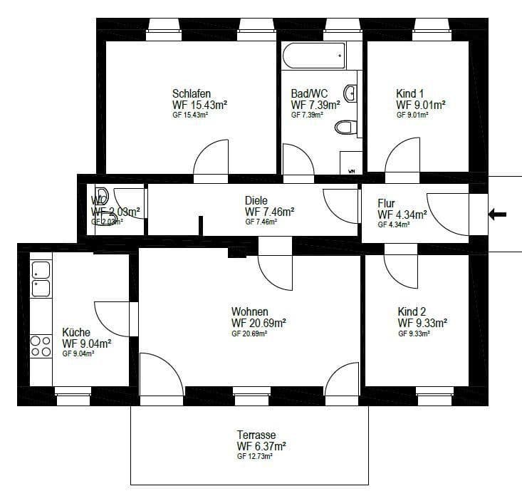 Predaj bytu 4-izbový 91 m², Bannewitz, Sasko Predaj bytu 4-izbový 91 m², Bannewitz, Sasko