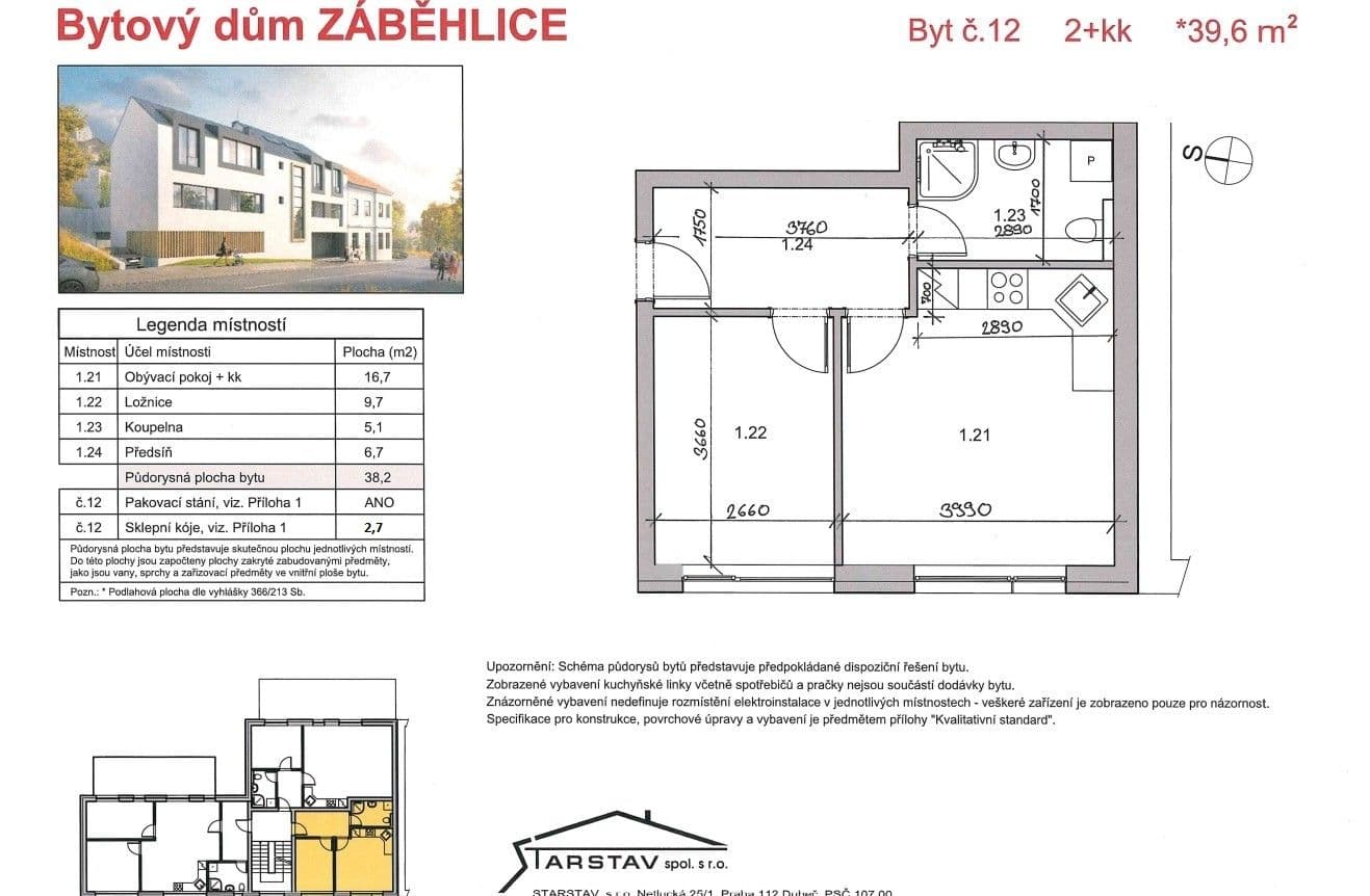 Prenájom bytu 2-izbový 40 m², Záběhlická, Praha, Praha Prenájom bytu 2-izbový 40 m², Záběhlická, Praha, Praha