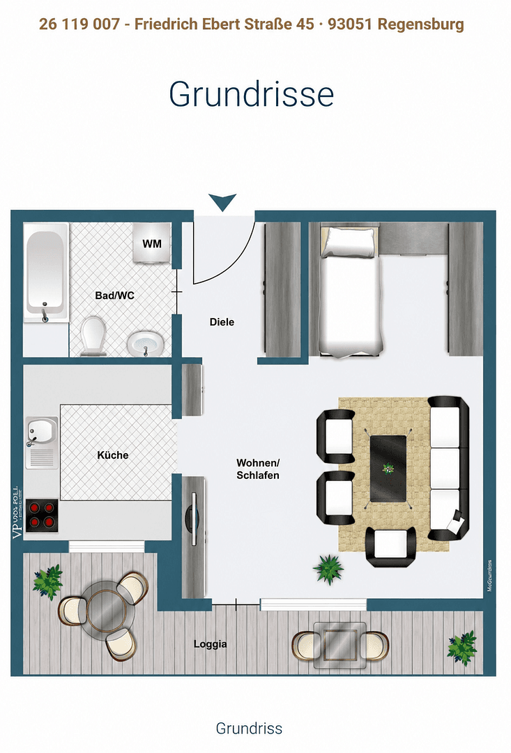 Prenájom bytu 1-izbový 41 m², Friedrich-Ebert-Straße 45, Regensburg, Bavorsko Prenájom bytu 1-izbový 41 m², Friedrich-Ebert-Straße 45, Regensburg, Bavorsko