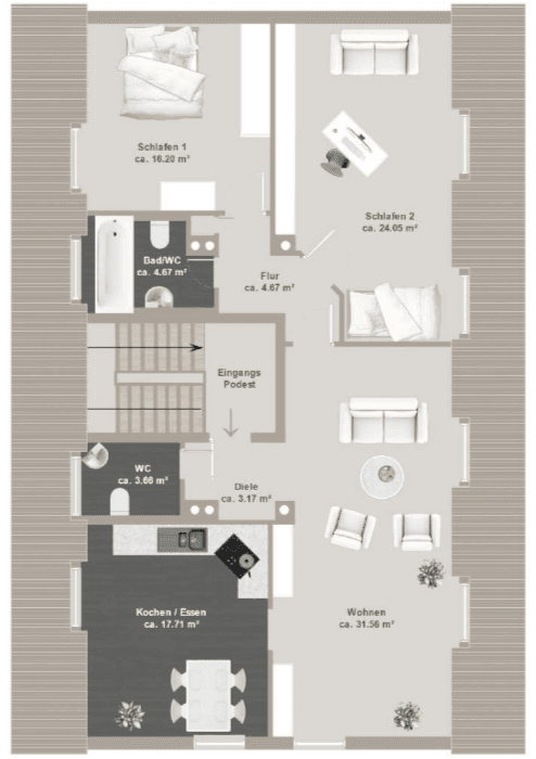 Prenájom bytu 3-izbový 86 m², Einhornalle 41, München, Bavorsko Prenájom bytu 3-izbový 86 m², Einhornalle 41, München, Bavorsko