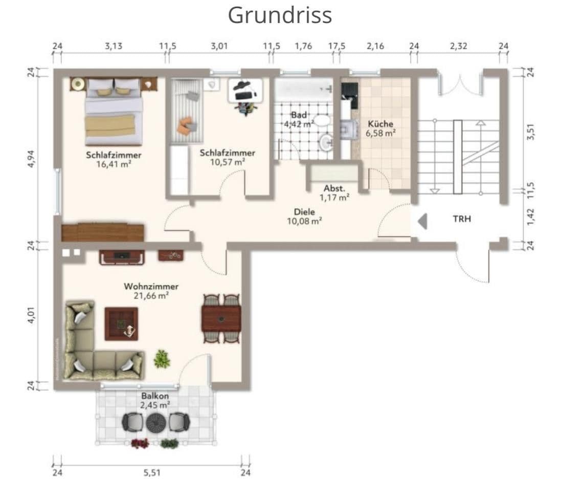 Prenájom bytu 3-izbový 72 m², Ratsstraße 23, Wolfenbüttel, Dolné Sasko Prenájom bytu 3-izbový 72 m², Ratsstraße 23, Wolfenbüttel, Dolné Sasko