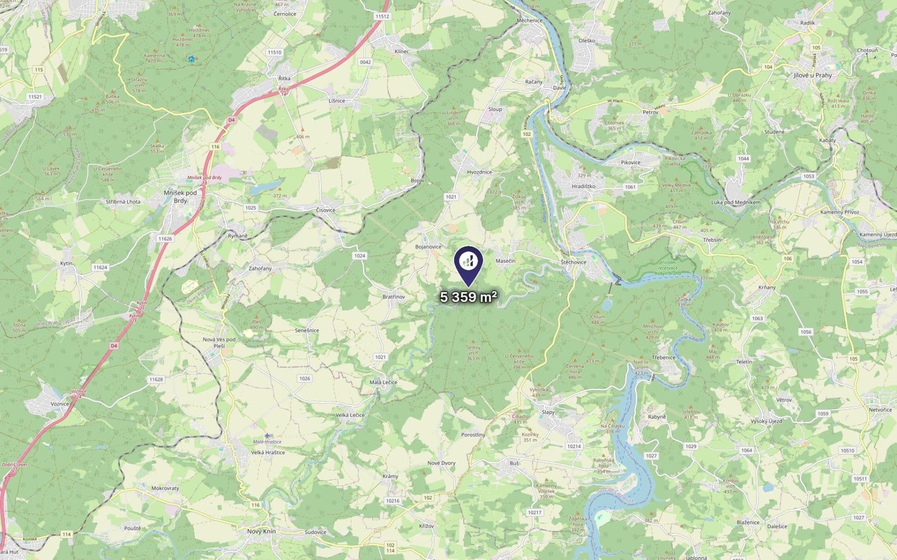 Predaj pozemku 5.359 m², Bojanovice, Středočeský kraj Predaj pozemku 5.359 m², Bojanovice, Středočeský kraj