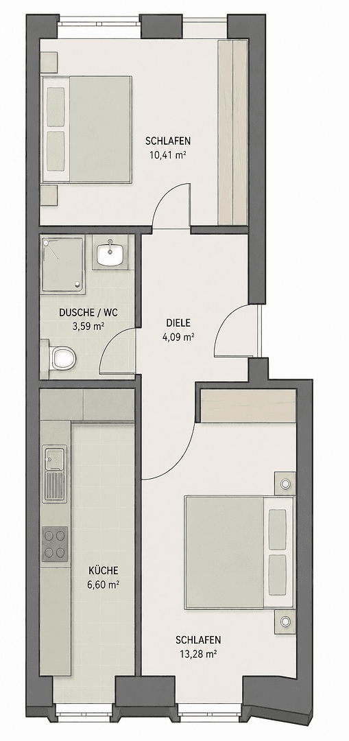Prenájom bytu 2-izbový 40 m², Jülicherstraße 136, Aachen, Severné Porýnie - Westfálsko Prenájom bytu 2-izbový 40 m², Jülicherstraße 136, Aachen, Severné Porýnie - Westfálsko