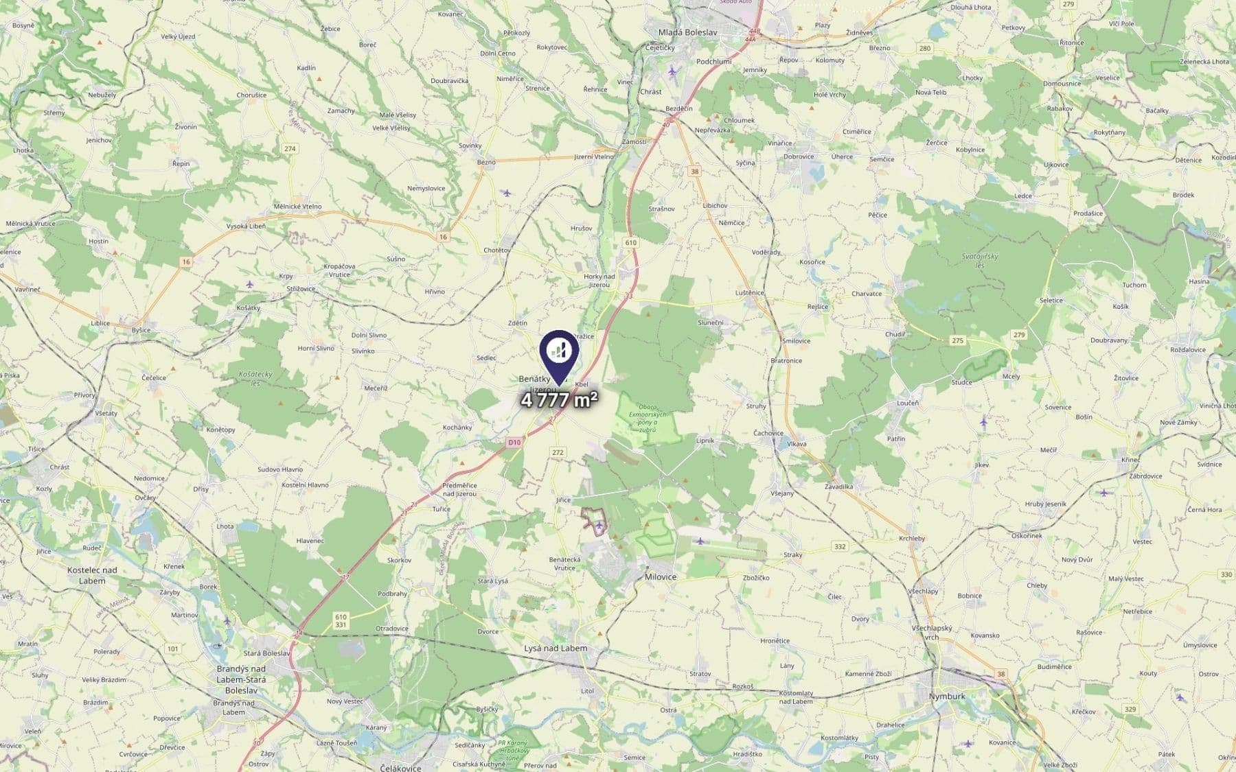 Predaj pozemku 4.777 m², Benátky nad Jizerou, Středočeský kraj Predaj pozemku 4.777 m², Benátky nad Jizerou, Středočeský kraj