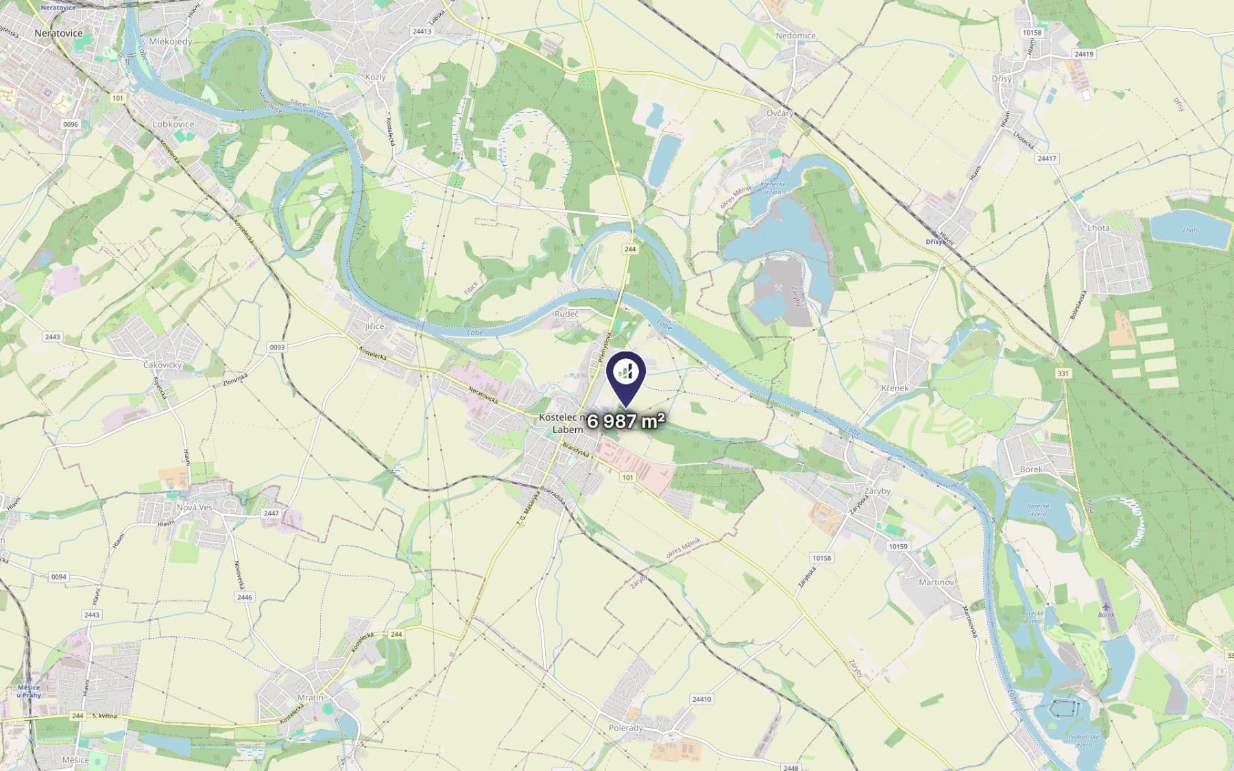 Predaj pozemku 2.620 m², Kostelec nad Labem, Středočeský kraj Predaj pozemku 2.620 m², Kostelec nad Labem, Středočeský kraj
