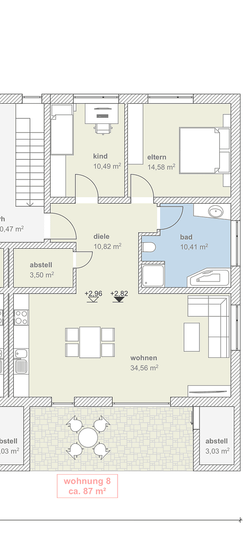Prenájom bytu 3-izbový 89 m², Steinäcker 1 C, Unterhausen, Bavorsko Prenájom bytu 3-izbový 89 m², Steinäcker 1 C, Unterhausen, Bavorsko