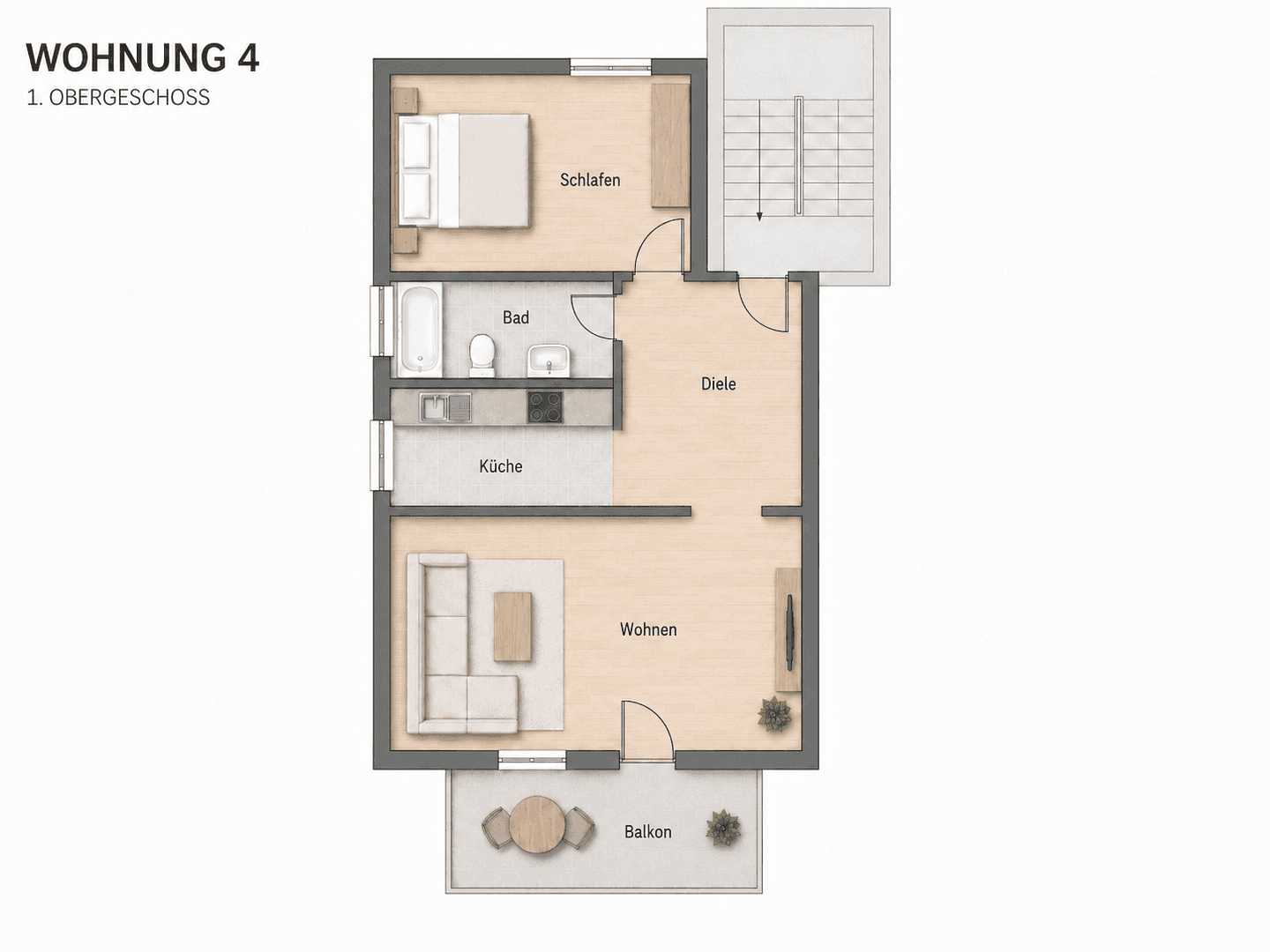 Prenájom bytu 2-izbový 51 m², Schoosters Kamp 7a, Bad Zwischenahn, Dolné Sasko Prenájom bytu 2-izbový 51 m², Schoosters Kamp 7a, Bad Zwischenahn, Dolné Sasko
