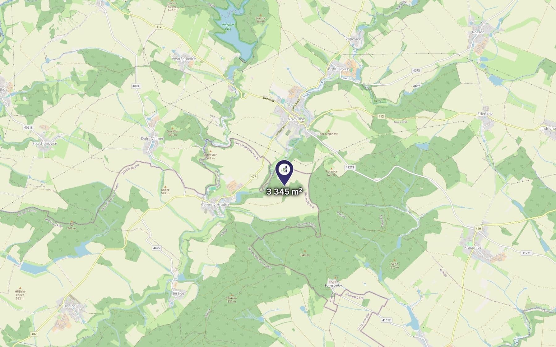 Predaj pozemku 3.345 m², Červený Hrádek, Jihočeský kraj Predaj pozemku 3.345 m², Červený Hrádek, Jihočeský kraj