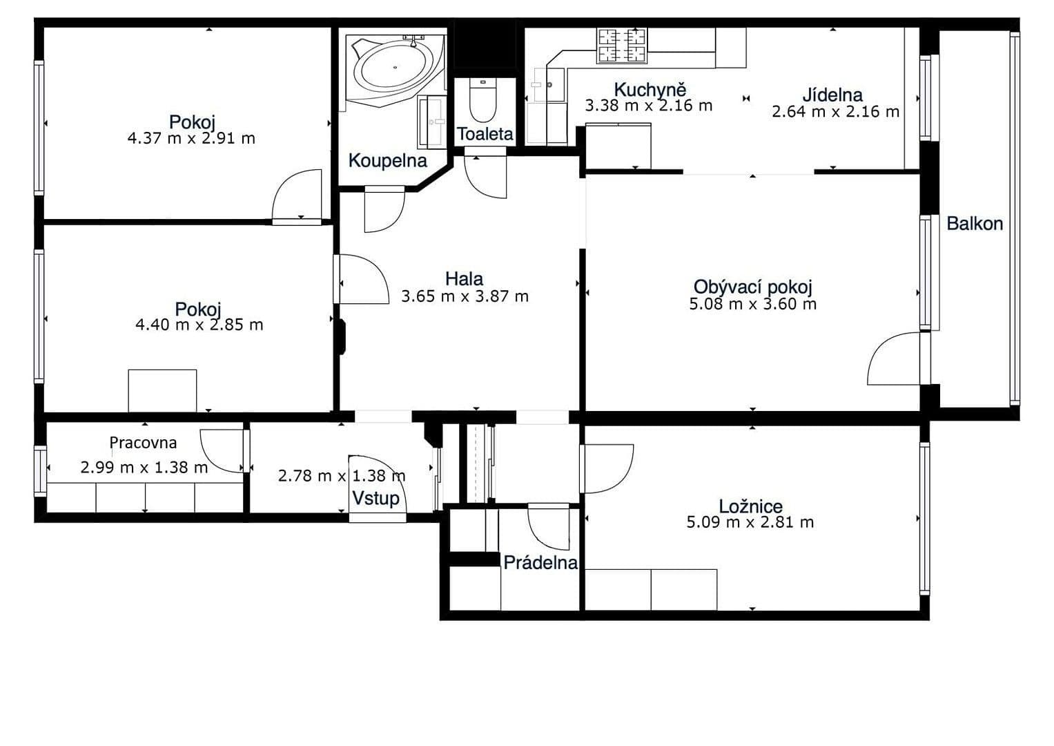 Prenájom bytu 4-izbový 100 m², Chalabalova, Praha, Praha Prenájom bytu 4-izbový 100 m², Chalabalova, Praha, Praha