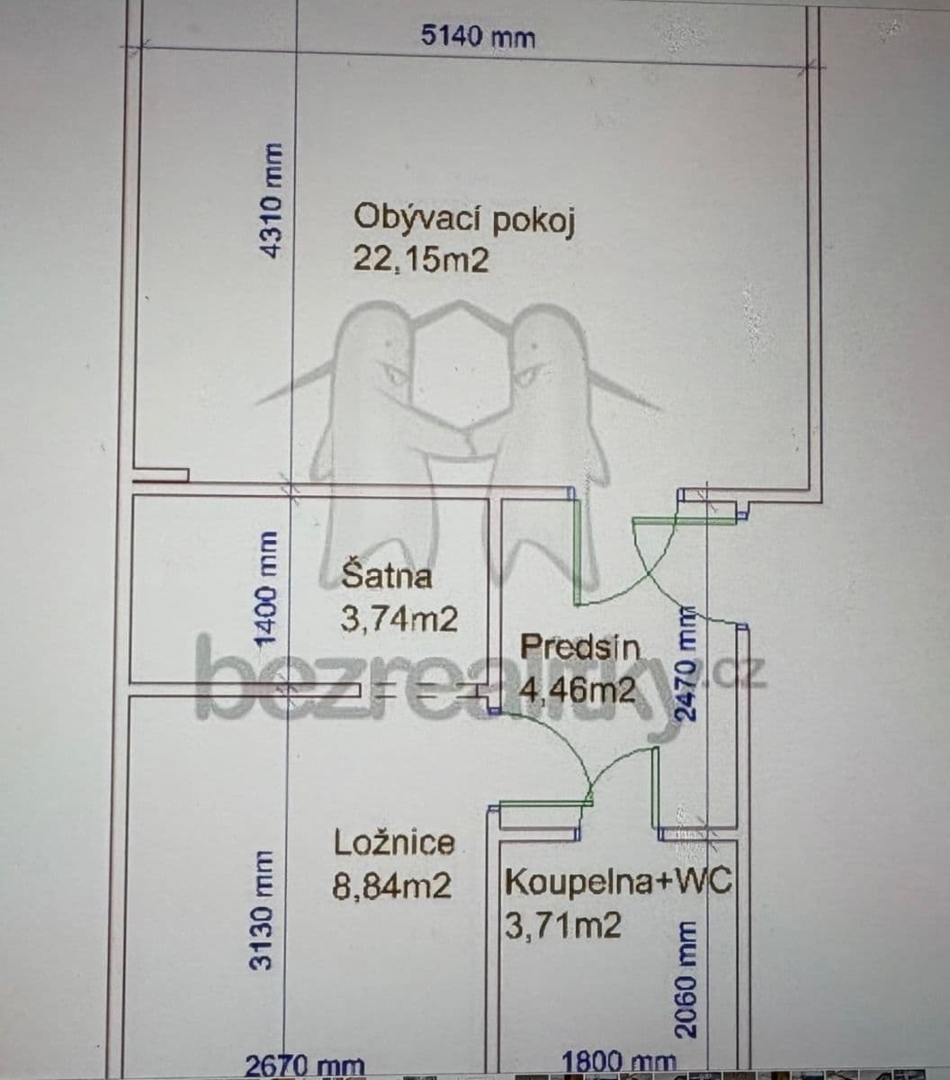 Prenájom bytu 2-izbový 43 m², Musílkova, Praha, Praha Prenájom bytu 2-izbový 43 m², Musílkova, Praha, Praha