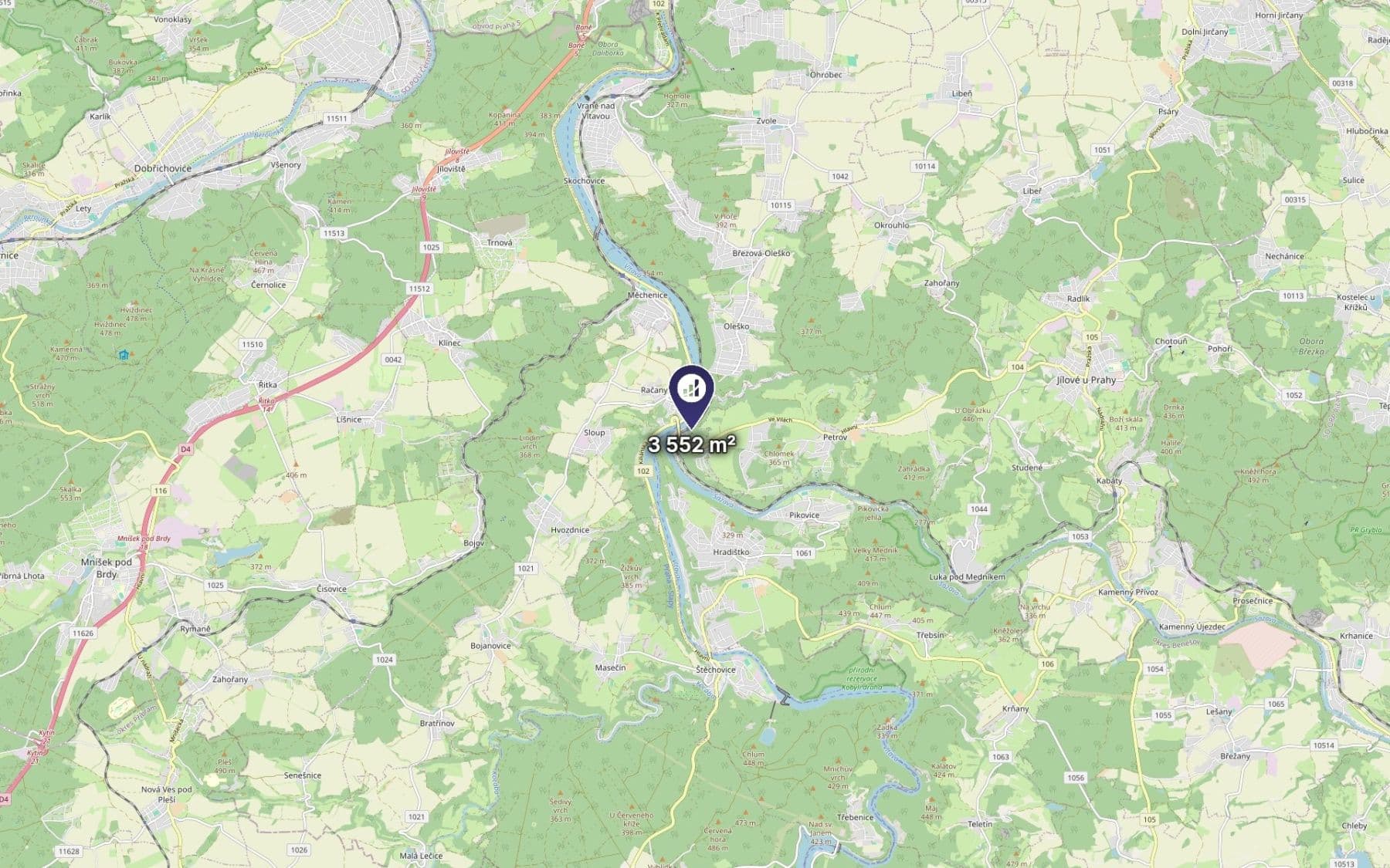 Predaj pozemku 3.552 m², Davle, Středočeský kraj Predaj pozemku 3.552 m², Davle, Středočeský kraj