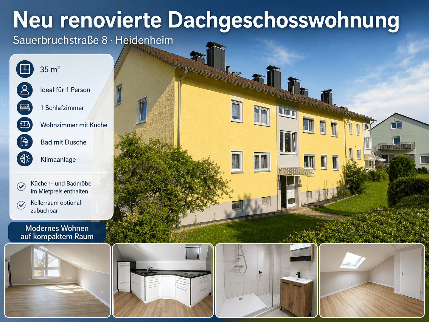 Prenájom bytu 2-izbový 35 m², Heidenheim an der Brenz, Bádensko-Wurttembersko Prenájom bytu 2-izbový 35 m², Heidenheim an der Brenz, Bádensko-Wurttembersko