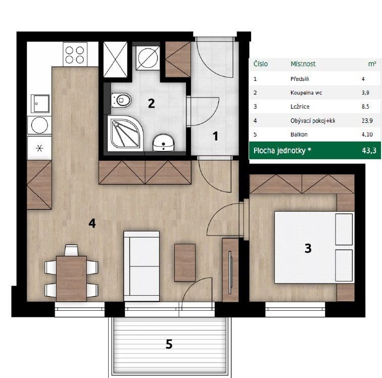 Prenájom bytu 2-izbový 43 m², Arnošta Staňka, Praha, Praha Prenájom bytu 2-izbový 43 m², Arnošta Staňka, Praha, Praha