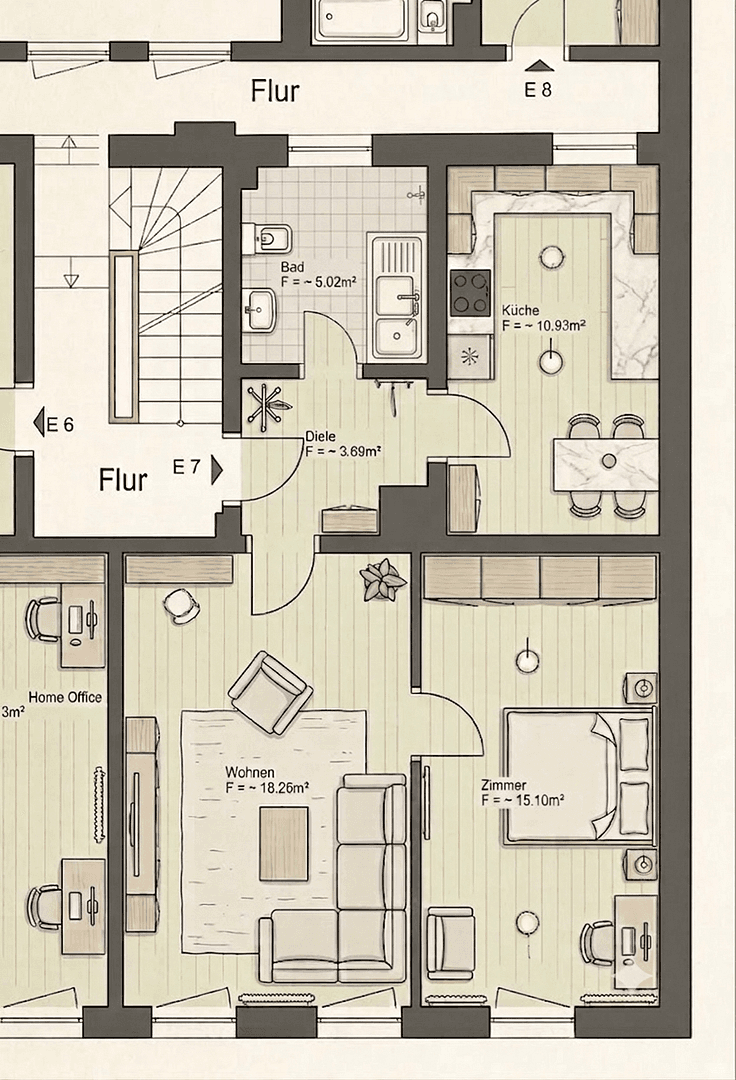 Prenájom bytu 2-izbový 53 m², Fürth, Bavorsko Prenájom bytu 2-izbový 53 m², Fürth, Bavorsko
