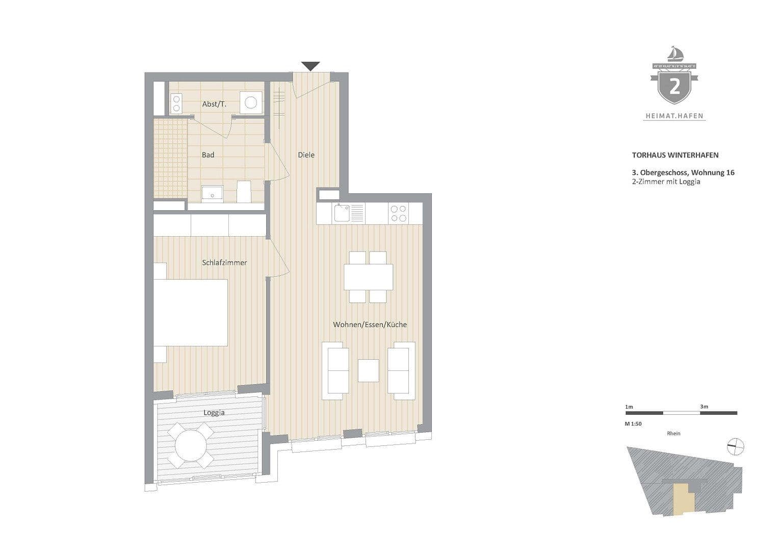 Prenájom bytu 2-izbový 60 m², Am Winterhafen 2, Mainz, Porýnie-Falcko Prenájom bytu 2-izbový 60 m², Am Winterhafen 2, Mainz, Porýnie-Falcko