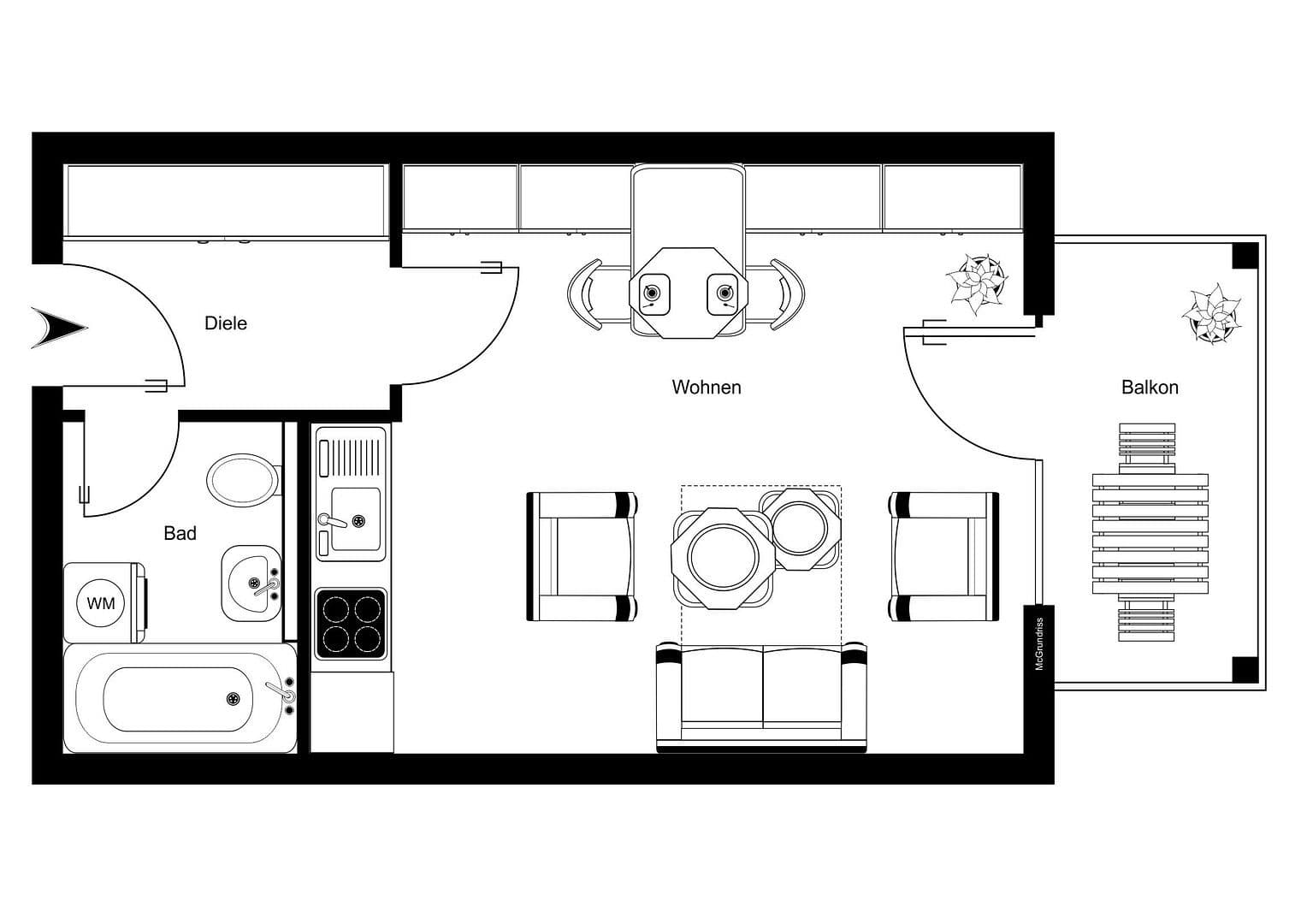 Prenájom bytu 1-izbový 34 m², Wassermannstraße 1A, Bamberg, Bavorsko Prenájom bytu 1-izbový 34 m², Wassermannstraße 1A, Bamberg, Bavorsko