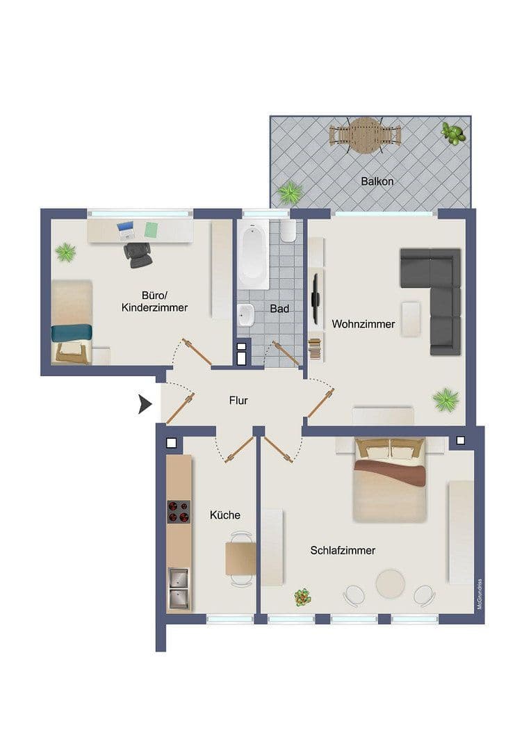 Prenájom bytu 3-izbový 67 m², Gelsenkirchen - Horst, Severné Porýnie - Westfálsko Prenájom bytu 3-izbový 67 m², Gelsenkirchen - Horst, Severné Porýnie - Westfálsko