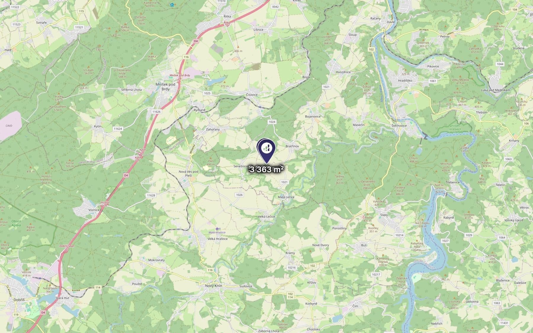Predaj pozemku 9.172 m², Bratřínov, Středočeský kraj Predaj pozemku 9.172 m², Bratřínov, Středočeský kraj