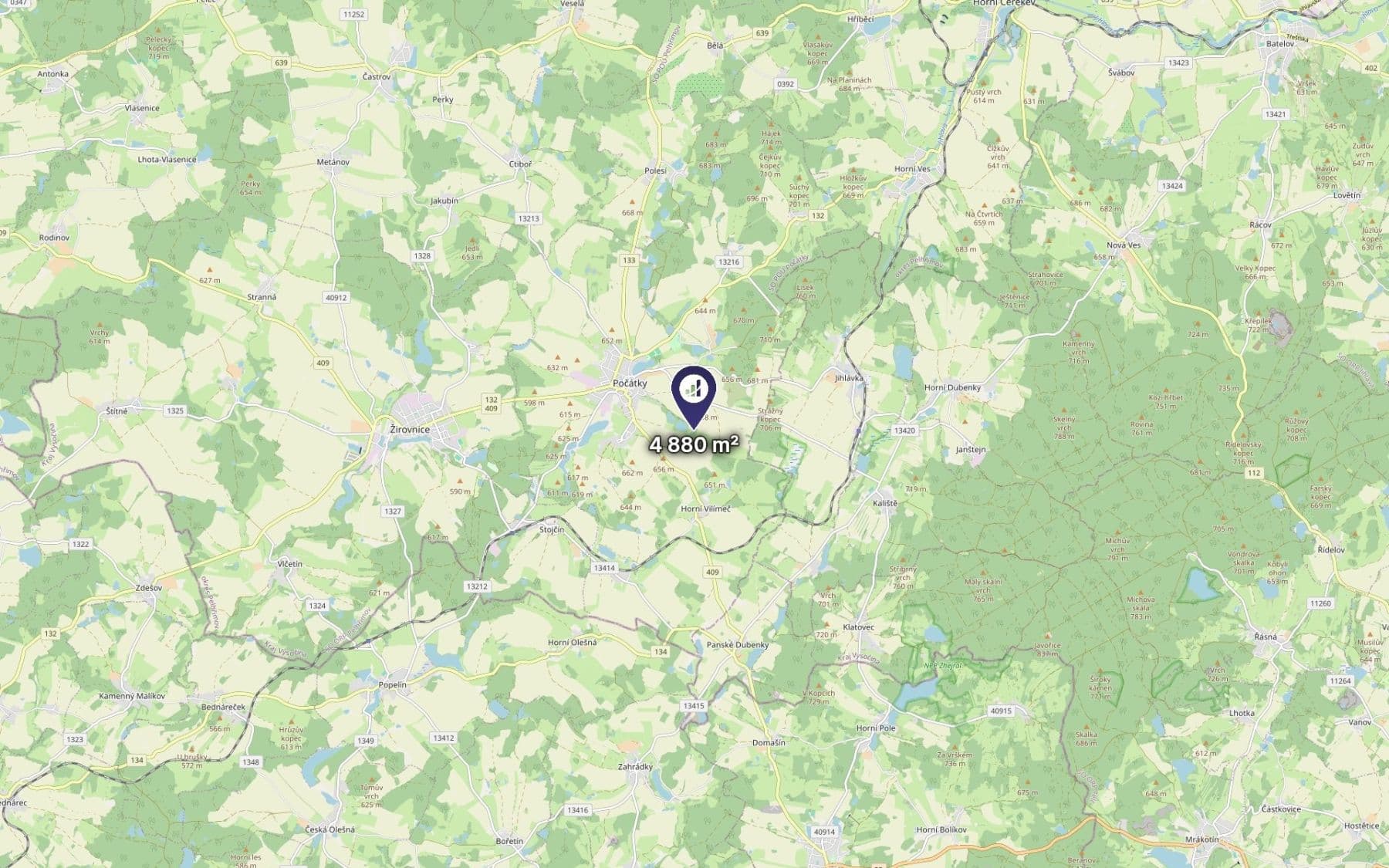 Predaj pozemku 2.440 m², Počátky, Kraj Vysočina Predaj pozemku 2.440 m², Počátky, Kraj Vysočina