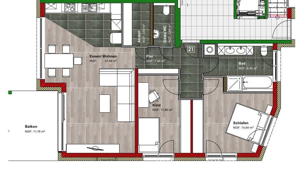Prenájom bytu 3-izbový 87 m², Am Bahndamm 1, Bad Säckingen, Bádensko-Wurttembersko Prenájom bytu 3-izbový 87 m², Am Bahndamm 1, Bad Säckingen, Bádensko-Wurttembersko