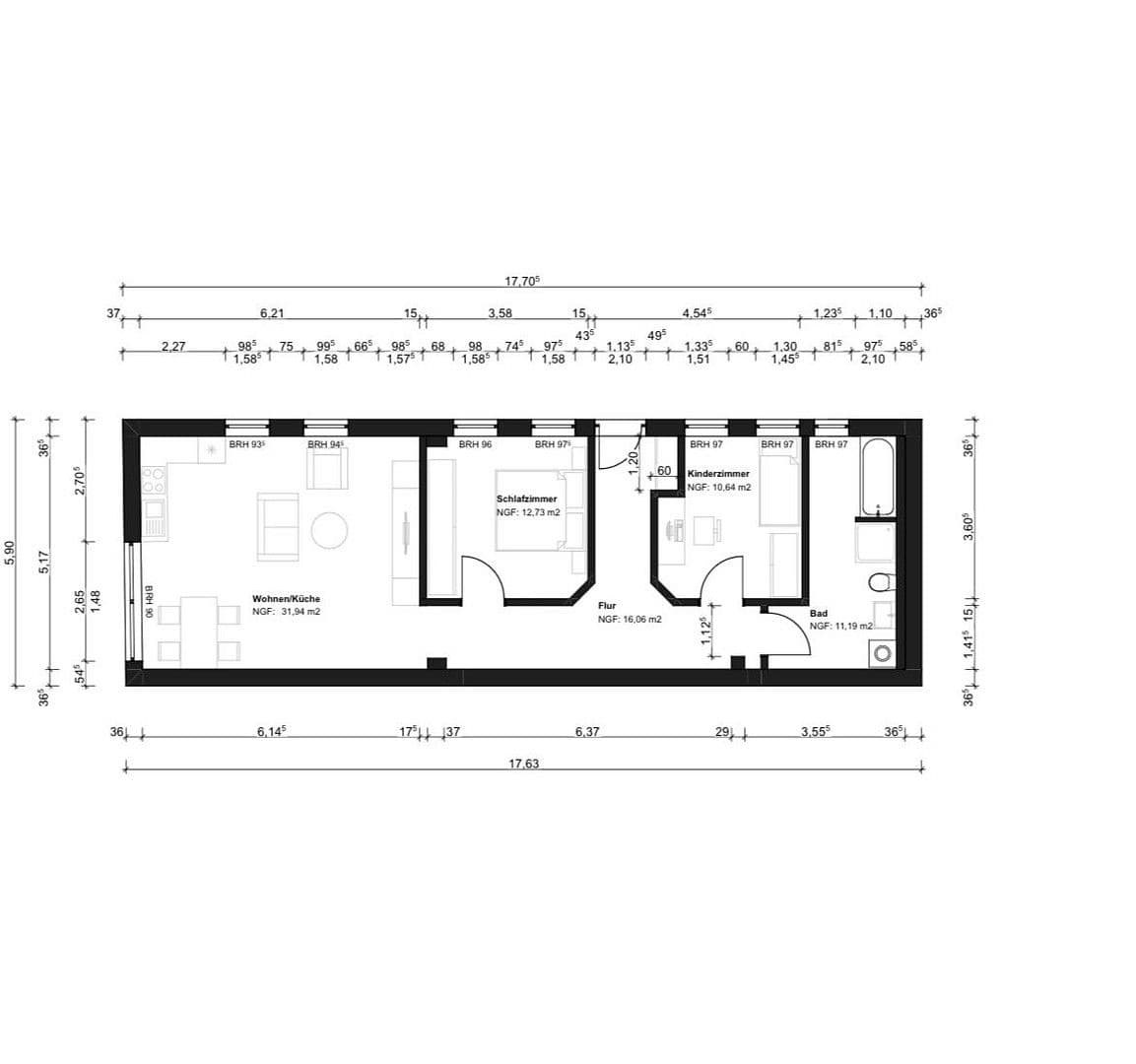 Prenájom bytu 3-izbový 83 m², Wilhelmstraße 3, Grimmen, Meklenbursko-Predpomoransko Prenájom bytu 3-izbový 83 m², Wilhelmstraße 3, Grimmen, Meklenbursko-Predpomoransko