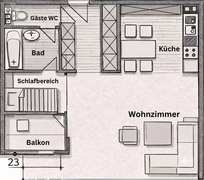 Predaj bytu 1-izbový 48 m², Neu-Ulm, Bavorsko Predaj bytu 1-izbový 48 m², Neu-Ulm, Bavorsko