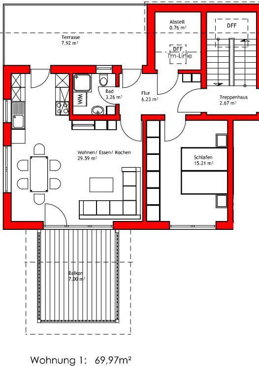 Prenájom bytu 2-izbový 69 m², Siedlung 17 und 18, Deggendorf, Bavorsko Prenájom bytu 2-izbový 69 m², Siedlung 17 und 18, Deggendorf, Bavorsko