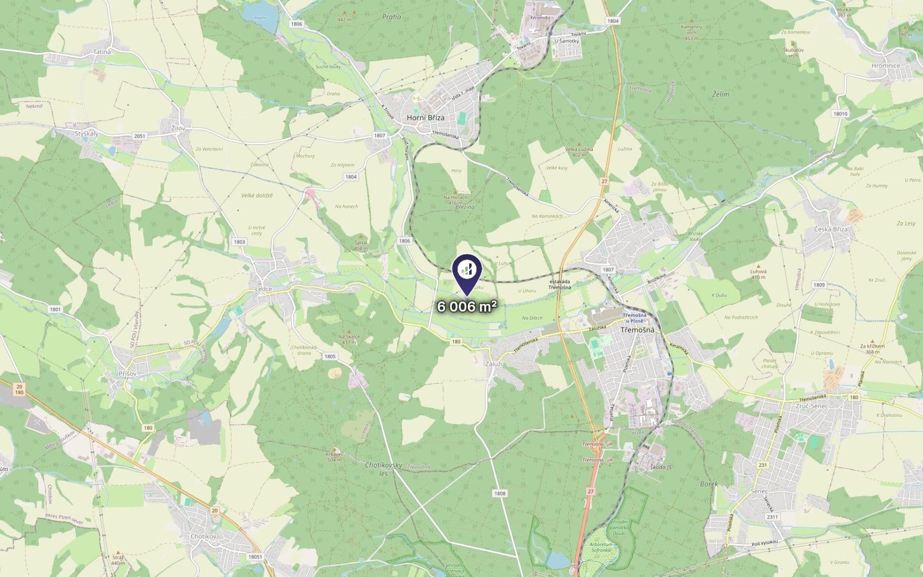 Predaj pozemku 6.006 m², Třemošná, Plzeňský kraj Predaj pozemku 6.006 m², Třemošná, Plzeňský kraj